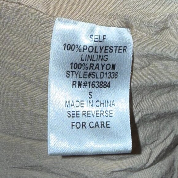 Sweet Lemon Tan Cream Puffy Sleeve A-Line Flowy Mini Short Dress with Pattern S - Picture 4 of 6